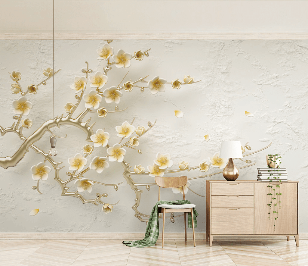 3D Tree Flowers Wallpaper Murals - Transform Your Walls-ChandeliersDecor.com