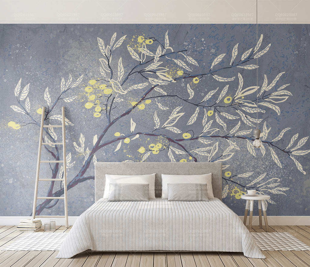 3D Tree with White Leaves Wallpaper Murals-ChandeliersDecor.com