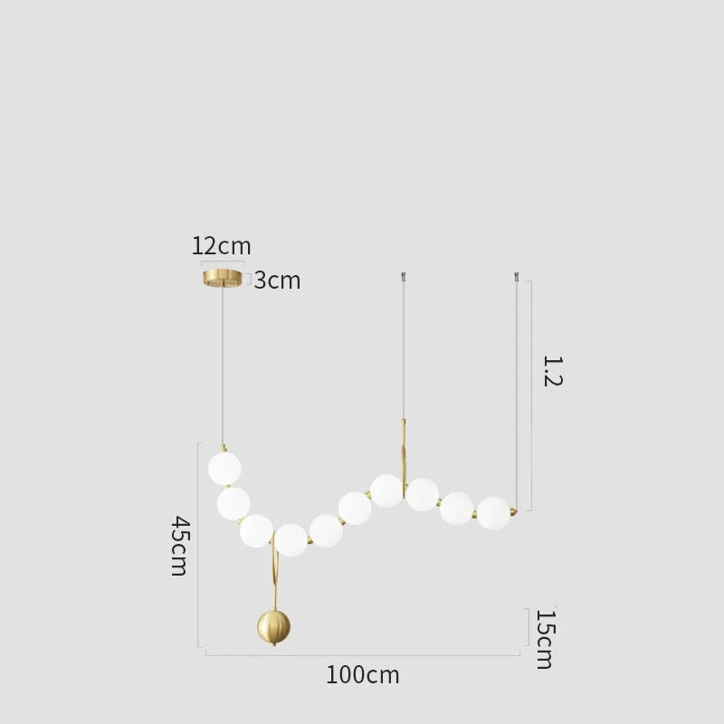 Candelabro de Bolas Moleculares de Cobre para Sala de Estar