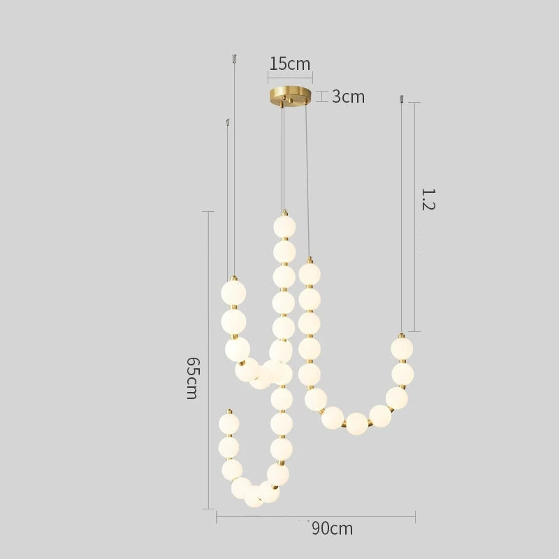 Candelabro de Bolas Moleculares de Cobre para Sala de Estar