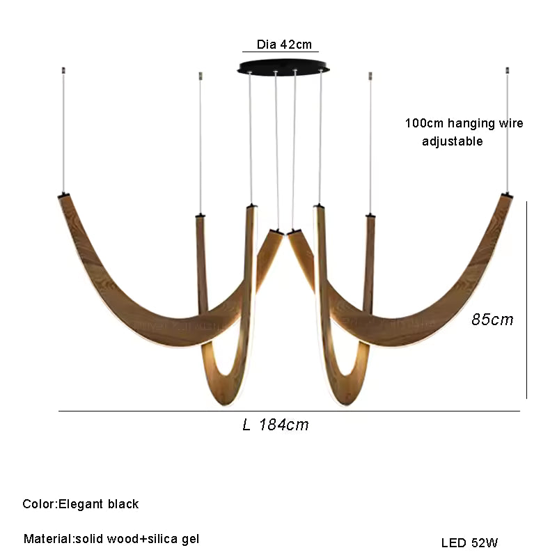 Solid Oak Wood Loops Chandelier - Handcrafted Beauty-ChandeliersDecor.com