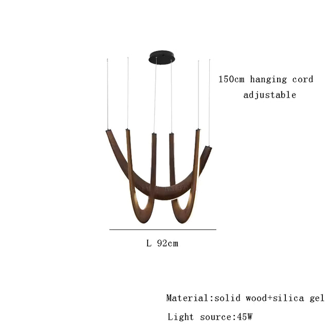 Solid Oak Wood Loops Chandelier - Handcrafted Beauty-ChandeliersDecor.com