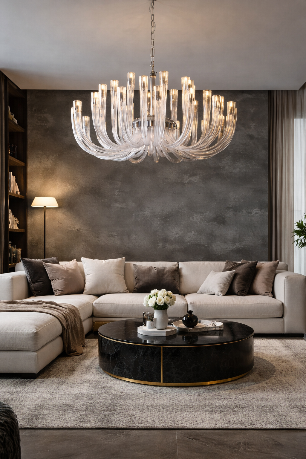 U Shaped Candles Glass Italian Lustre Art Pendant Chandelier