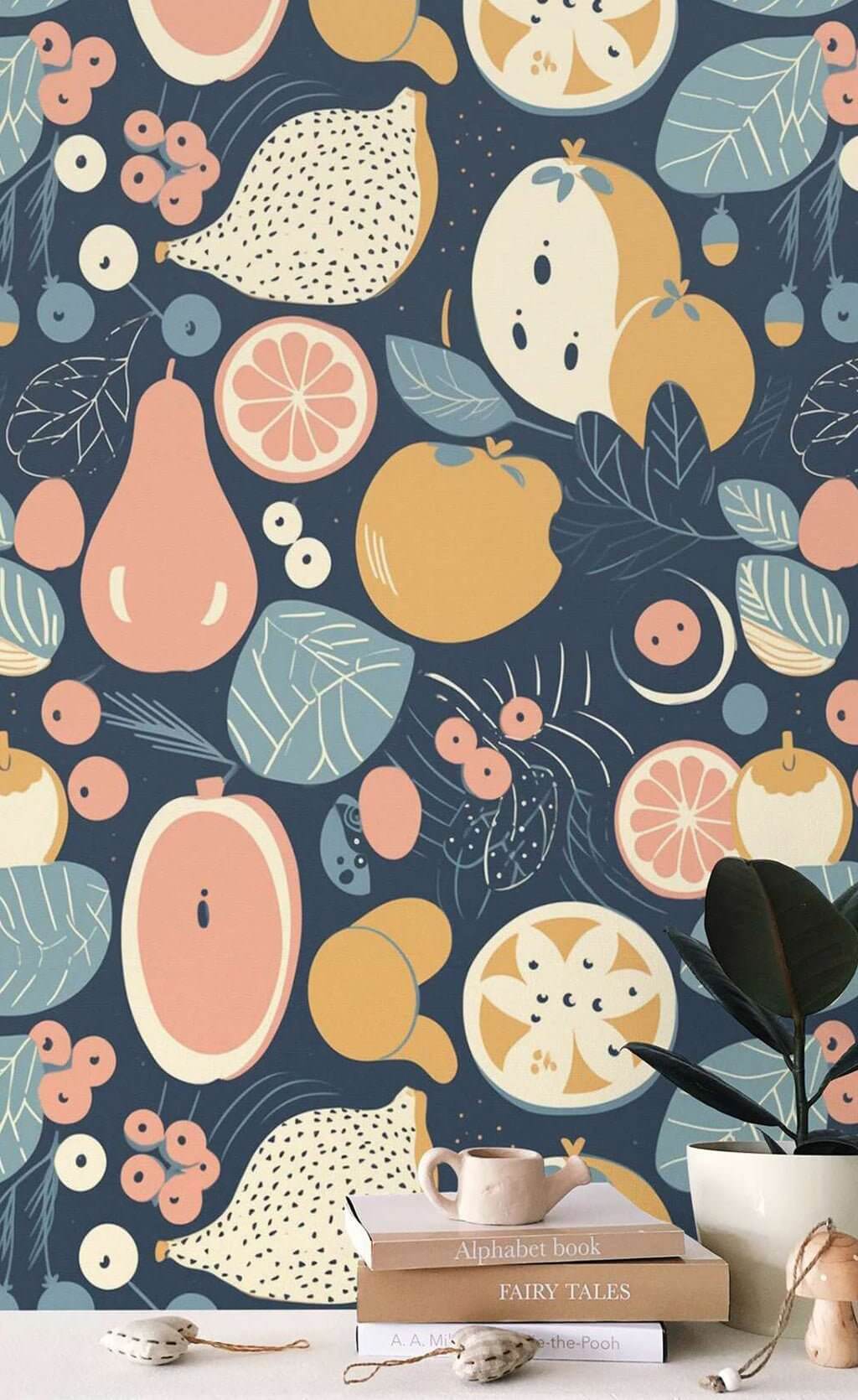 Abstract Bohemian Fruits Wallpaper Mural-ChandeliersDecor.com
