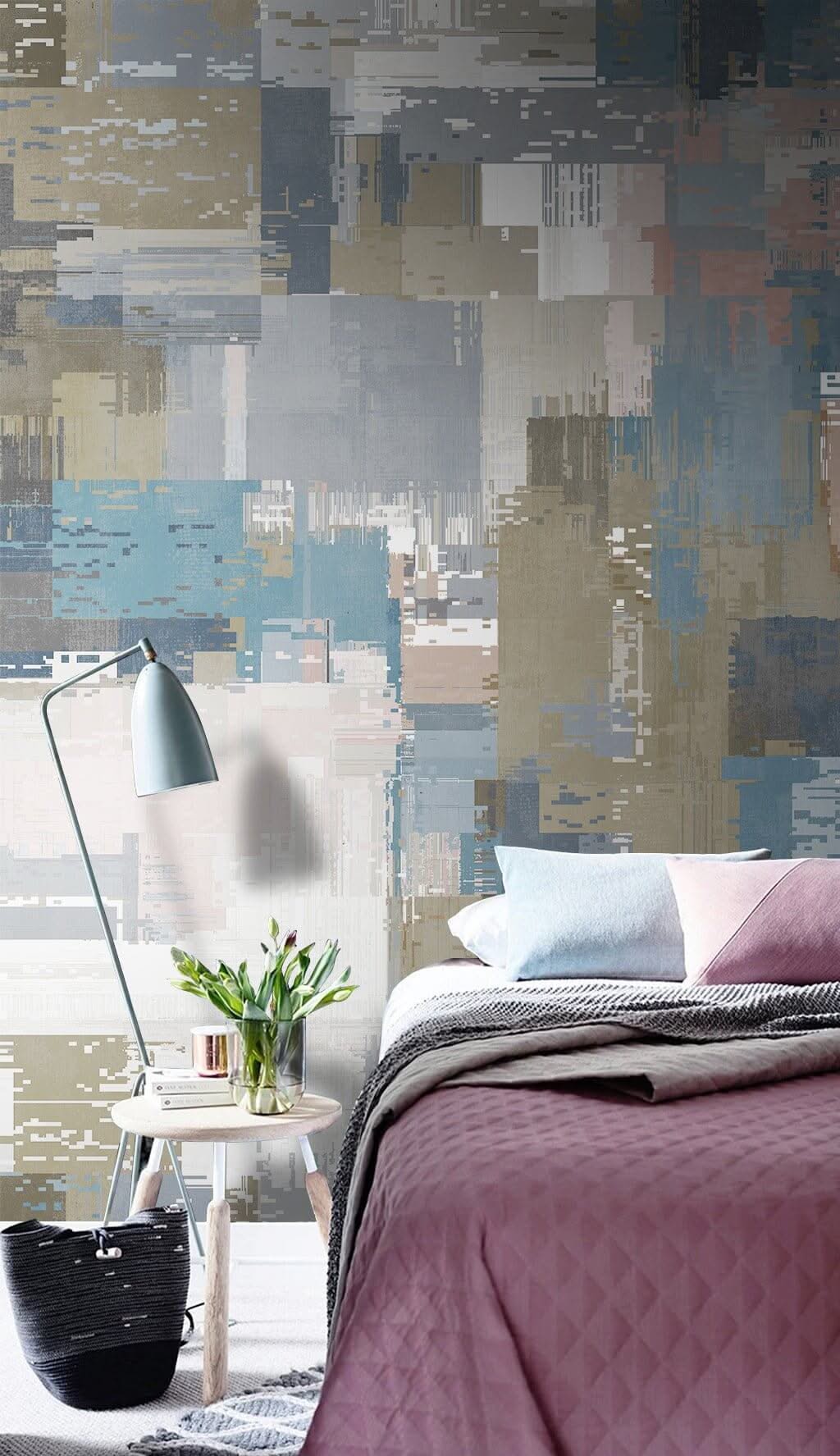 Abstract Brush the Squares Wallpaper Mural-ChandeliersDecor.com