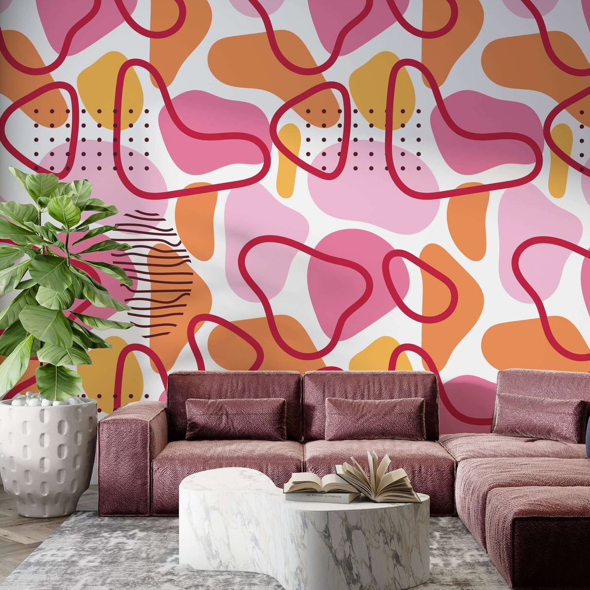 Abstract Pink Wallpaper Mural - Transform Your Space-ChandeliersDecor.com