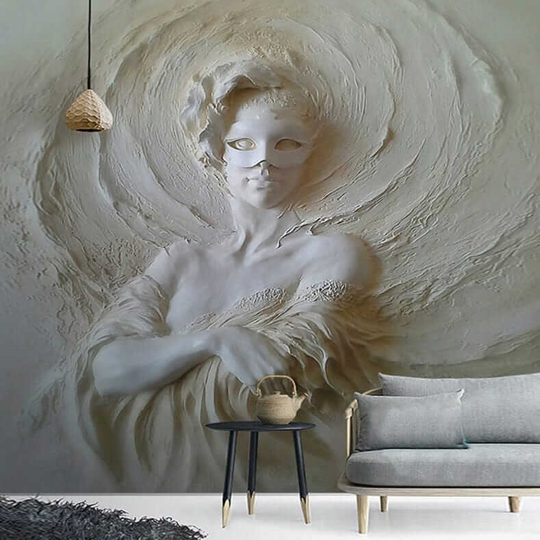 Ancient Style Masked Lady Wallpaper for Home Wall Decor-ChandeliersDecor.com