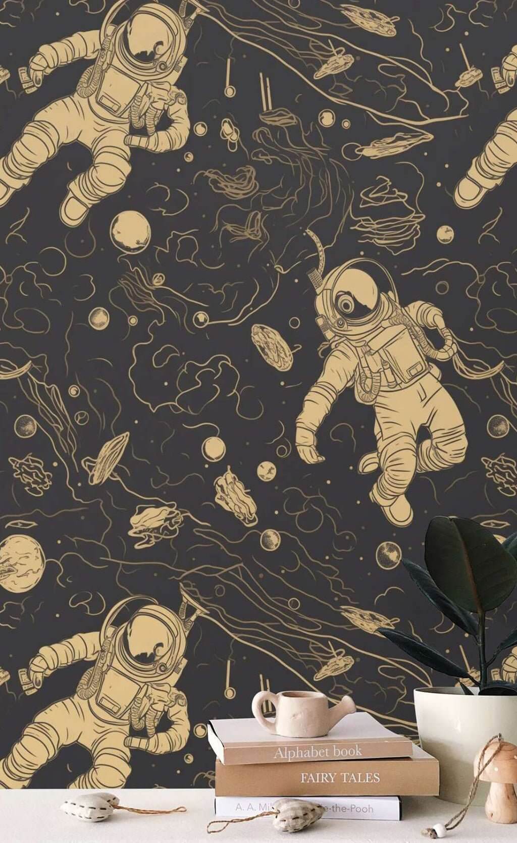 Astronauts Space Wallpaper Mural for Kids Room-ChandeliersDecor.com
