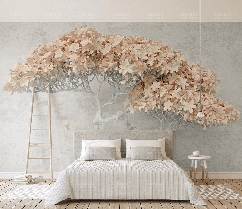 Beige Willow 3D Tree Wallpaper Murals - Transform Your Space-ChandeliersDecor.com