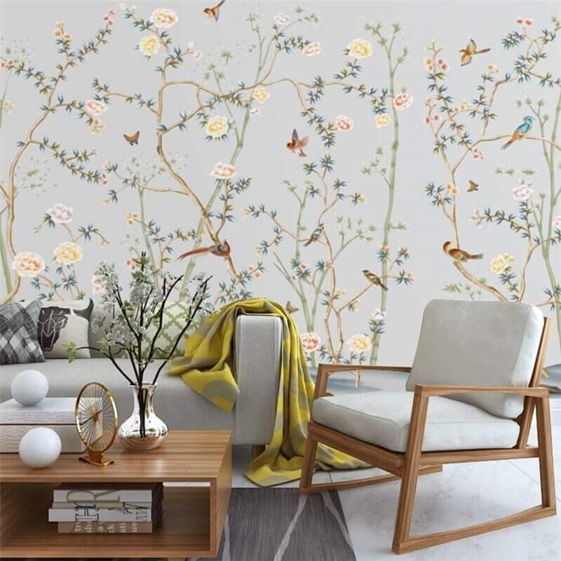 Birds on Tree Wallpaper Mural: Bring Nature Indoors-ChandeliersDecor.com
