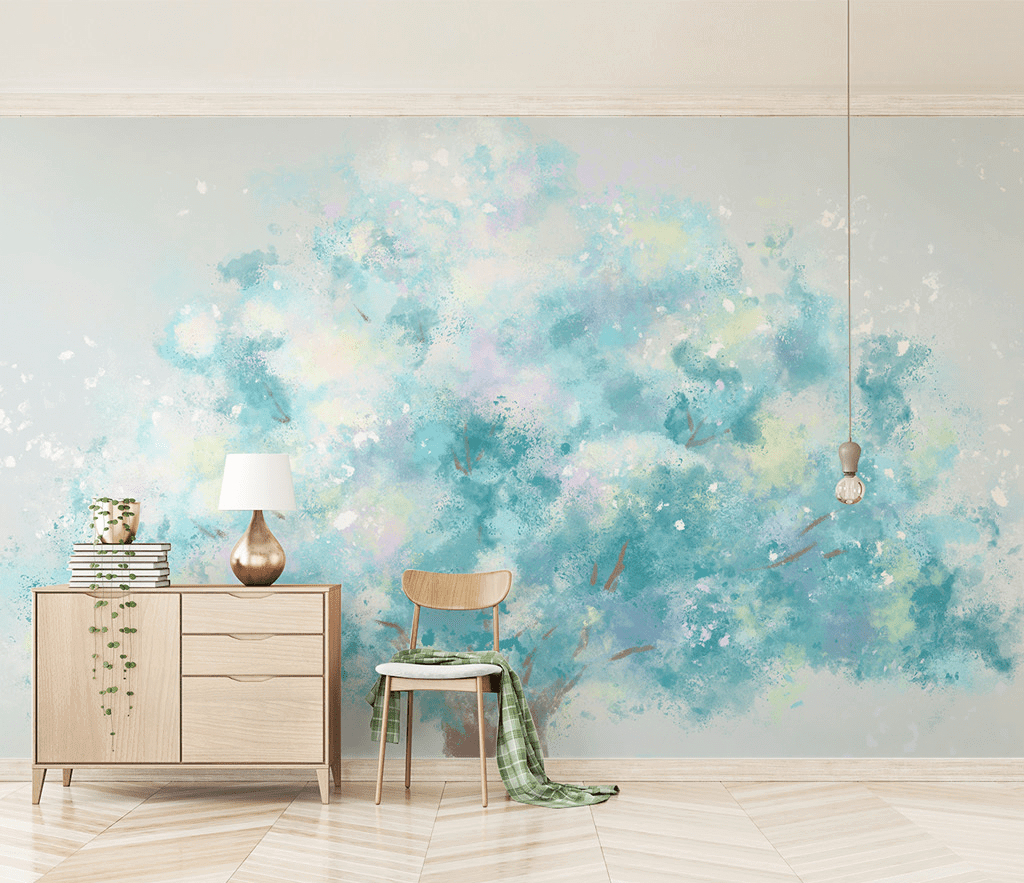 Blue Tree Theme Wallpaper Murals - Transform Your Space-ChandeliersDecor.com