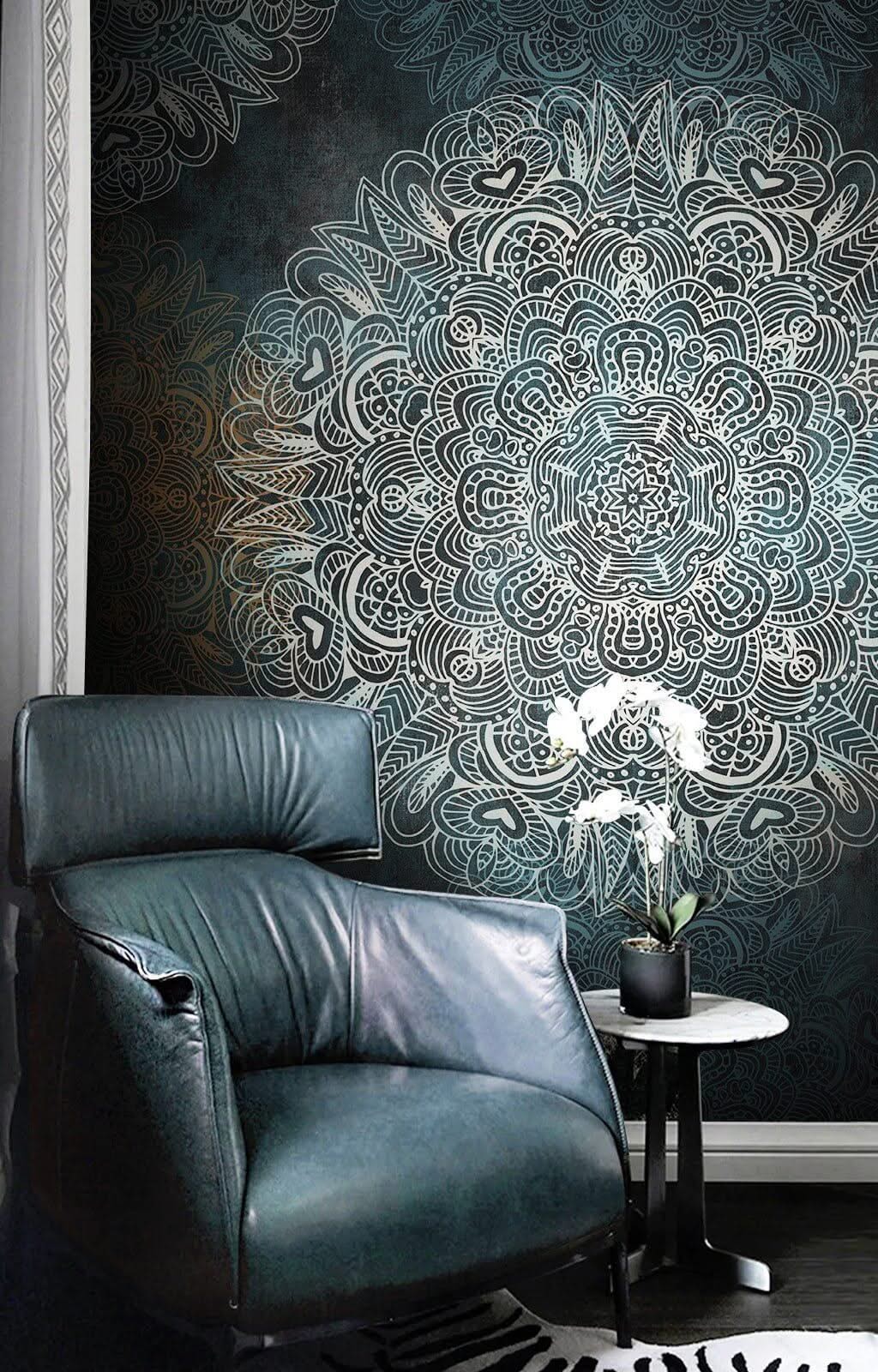 Bohemian Mandala Shadow Wallpaper Mural-ChandeliersDecor.com