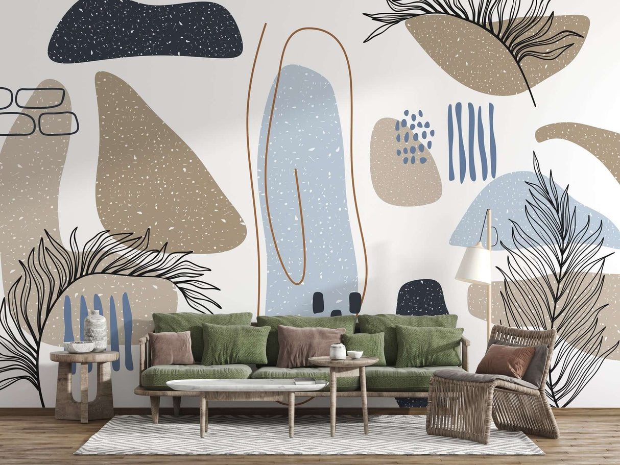 Boho Shapes Wallpaper Mural: Transform Your Space-ChandeliersDecor.com