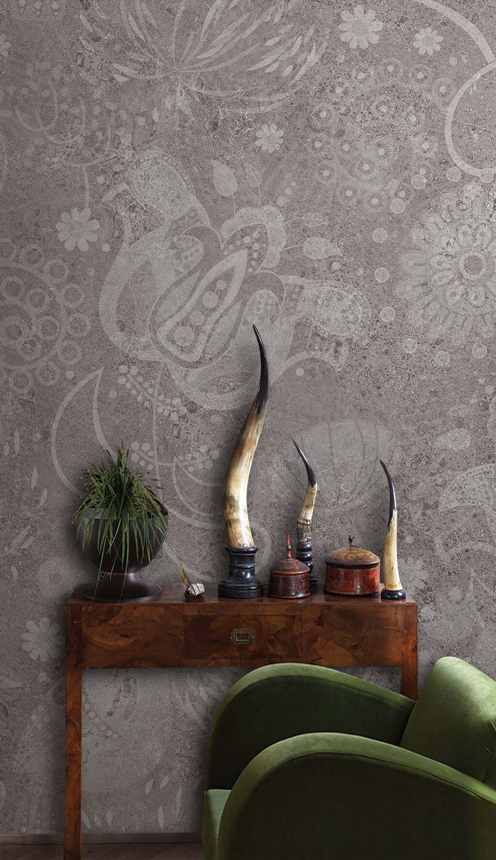 Brige Floral Shadows Wallpaper Mural-ChandeliersDecor.com