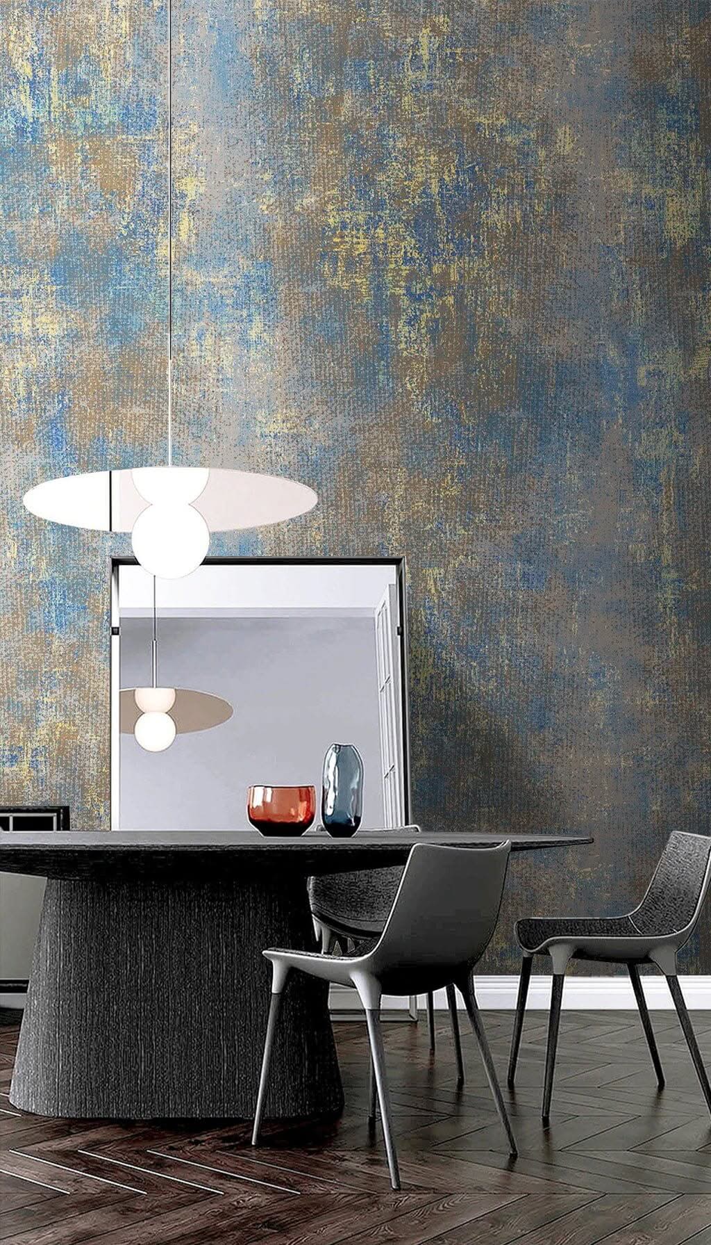 Brushed Blues Abstract Wallpaper Mural-ChandeliersDecor.com