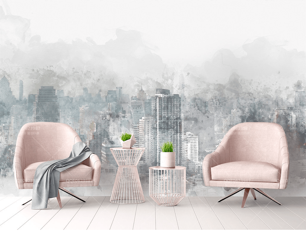 Buildings Abstract Art Wallpaper Murals-ChandeliersDecor.com