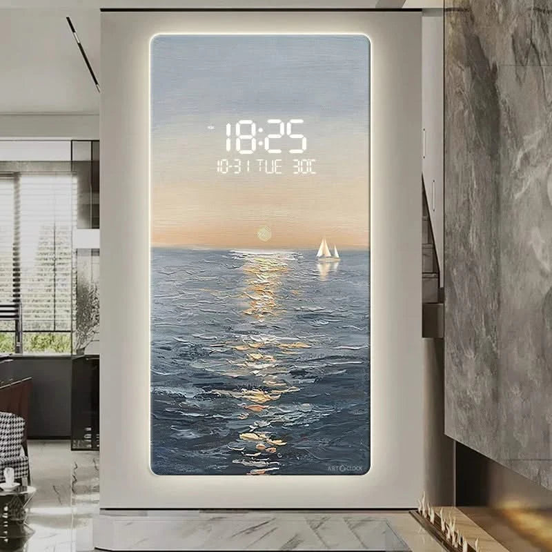 ChandeliersDecor.com-Wall Clocks-Abstract Artwork Digital Display Wall Clock