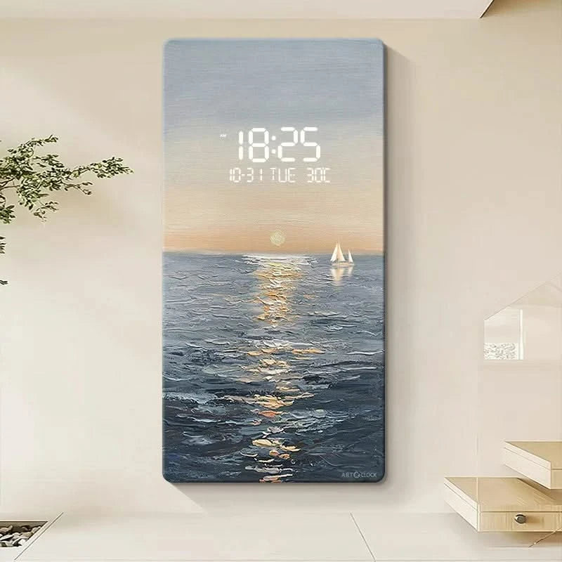 ChandeliersDecor.com-Wall Clocks-Abstract Artwork Digital Display Wall Clock