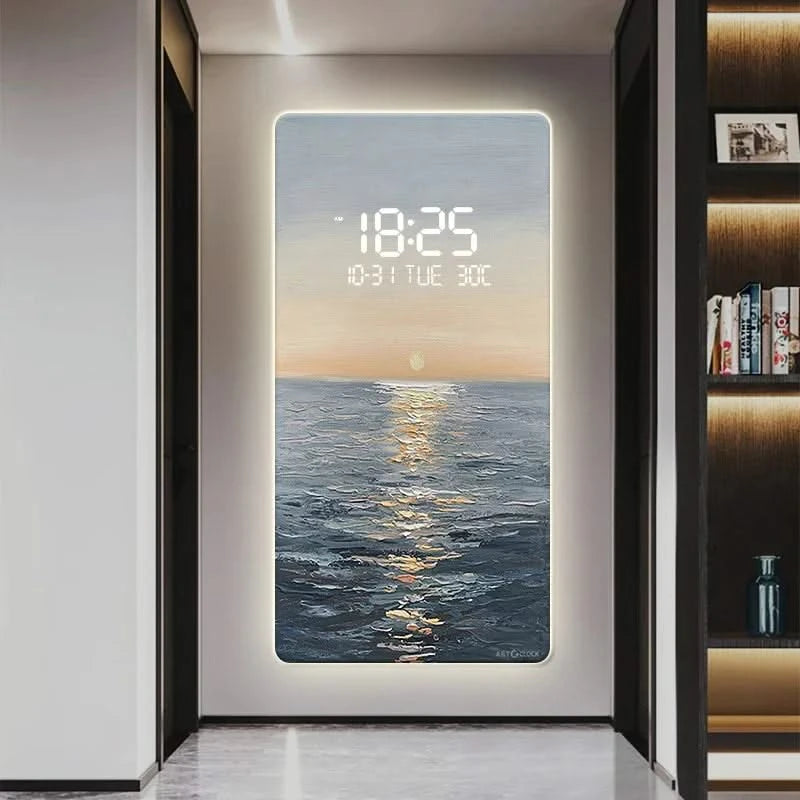 ChandeliersDecor.com-Wall Clocks-Abstract Artwork Digital Display Wall Clock