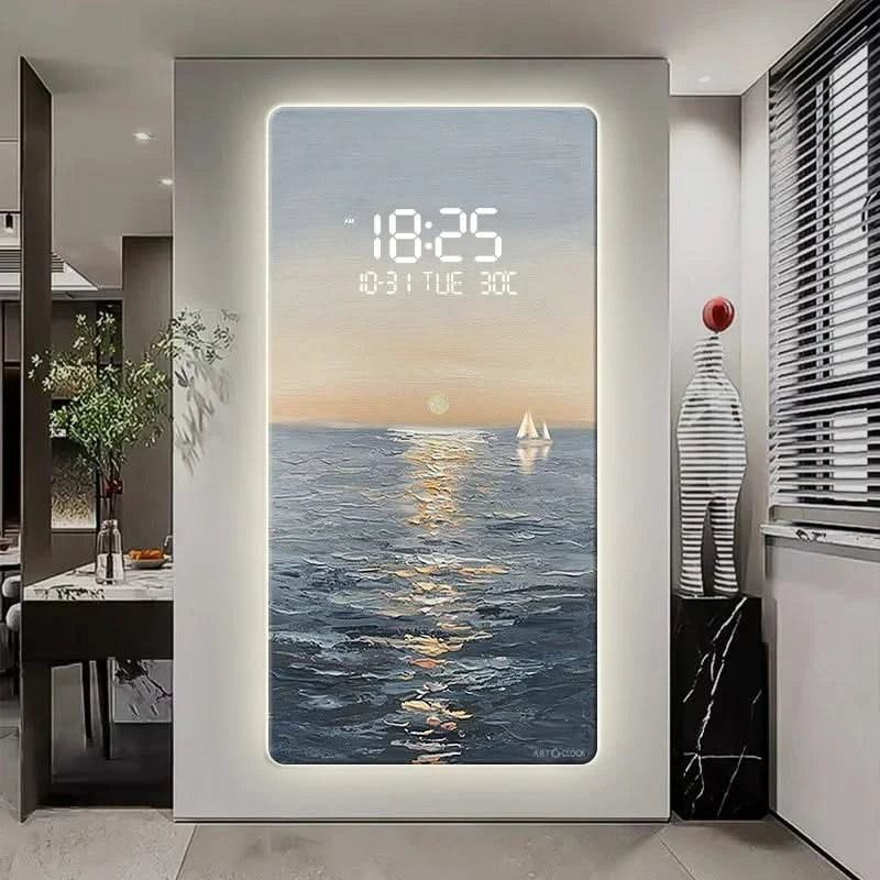 ChandeliersDecor.com-Wall Clocks-Abstract Artwork Digital Display Wall Clock