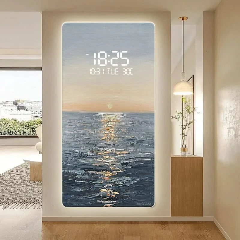 ChandeliersDecor.com-Wall Clocks-Abstract Artwork Digital Display Wall Clock