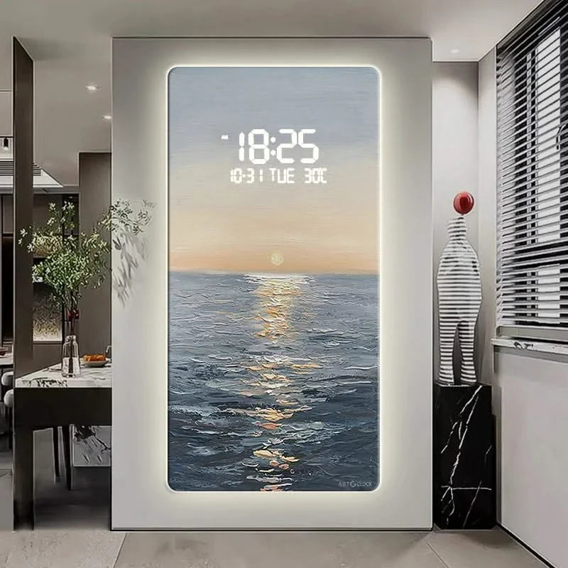 ChandeliersDecor.com-Wall Clocks-Abstract Artwork Digital Display Wall Clock