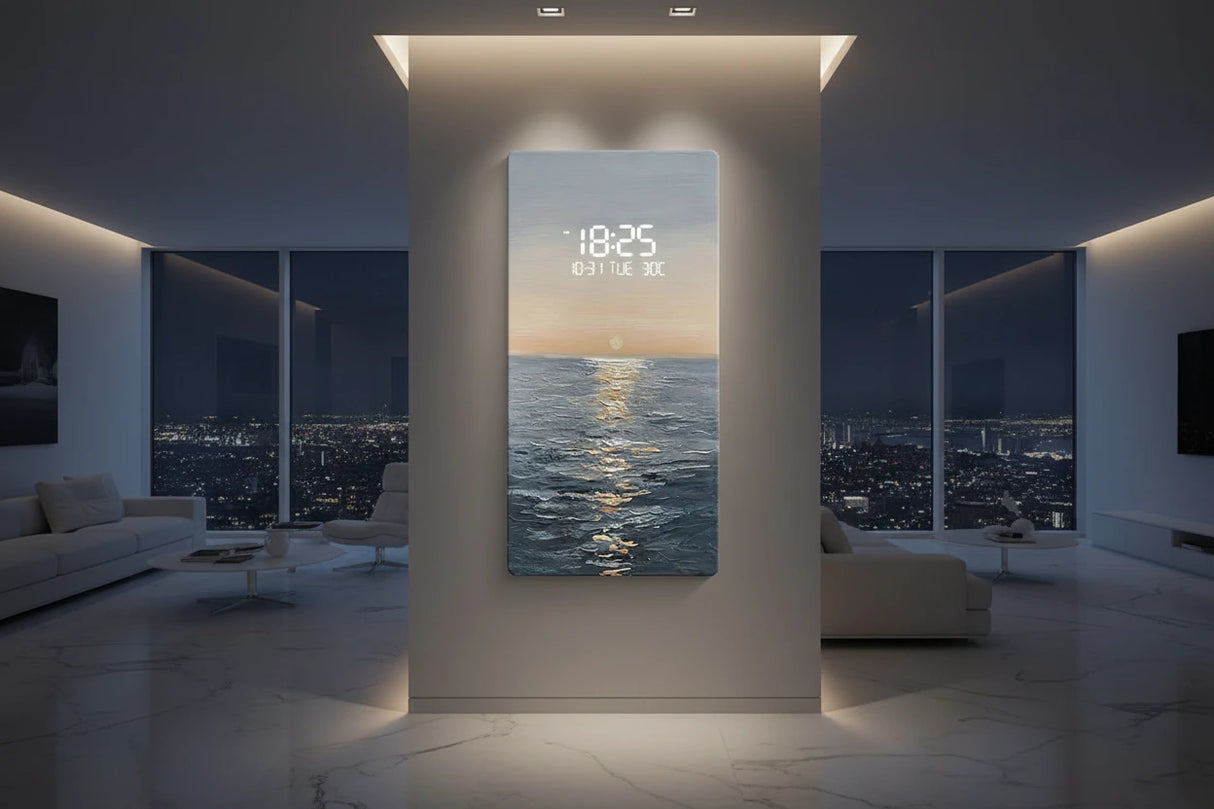 Abstract Artwork Digital Display Wall Clock-ChandeliersDecor.com