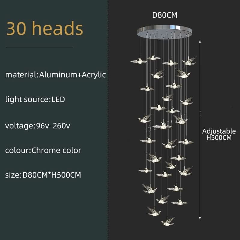 Acrylic Glass Birds Chandelier - Exquisite Lighting Solution-ChandeliersDecor.com