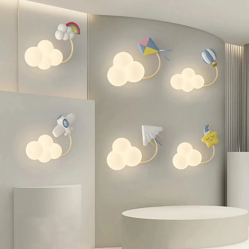 ChandeliersDecor.com-Kids Room Nursery Lighting-Aeroplane in Clouds Wall Light for Kids Room