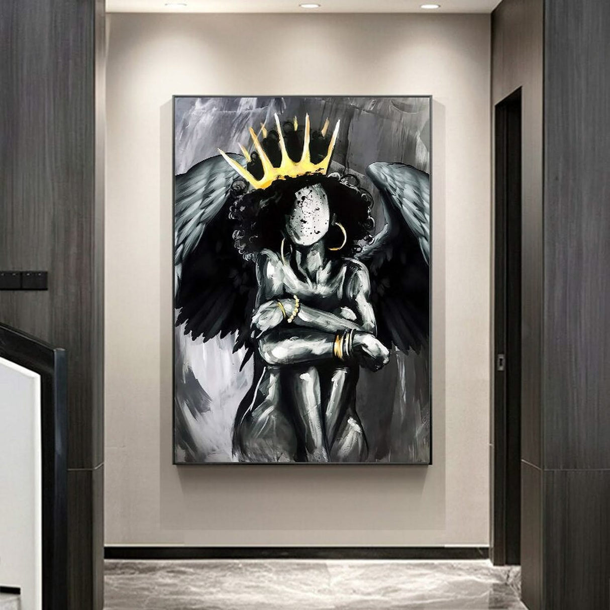 Africa Angel Queen Black Girl Canvas Wall Art-ChandeliersDecor.com