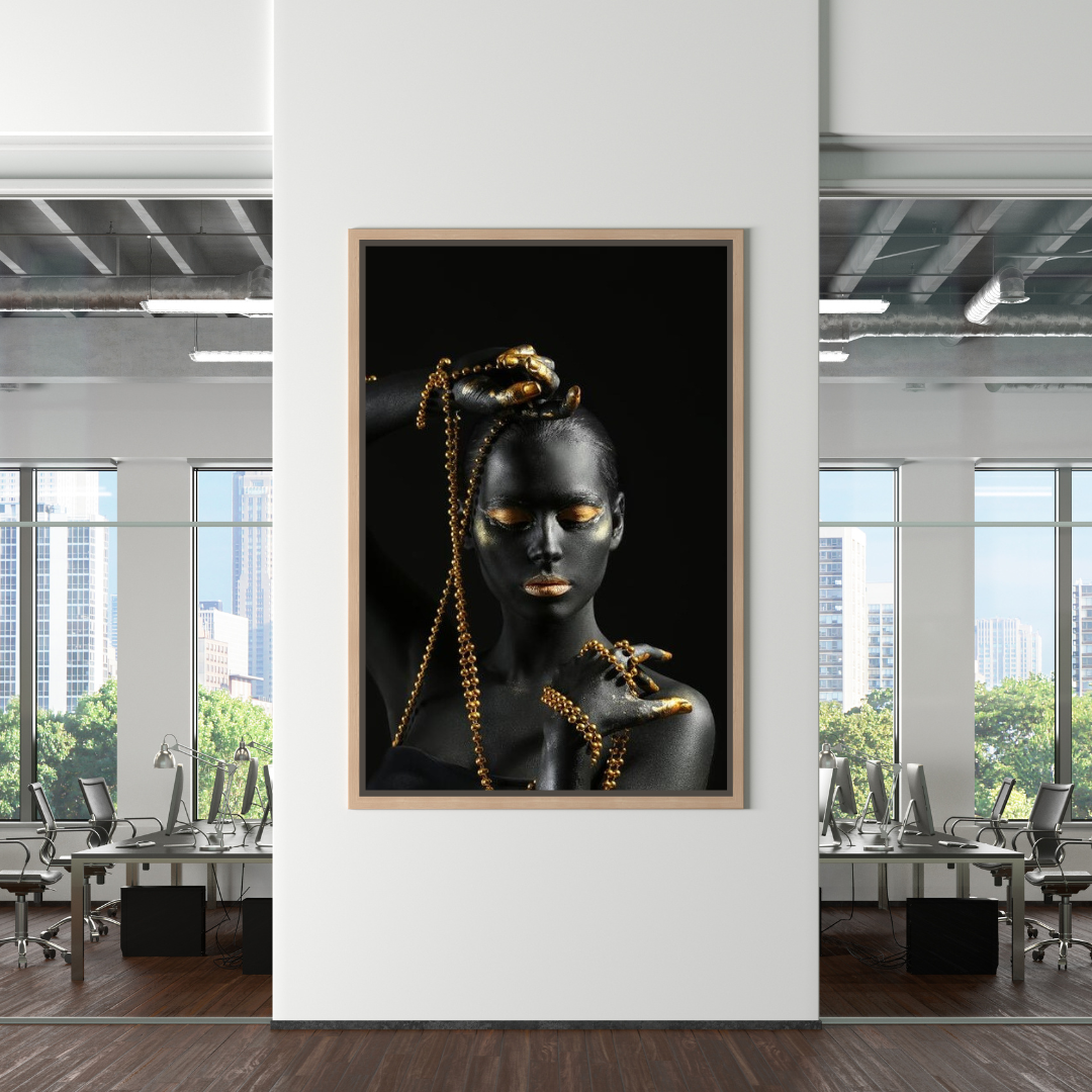 Afro Girl in Beads Jewel Canvas Wall Art-ChandeliersDecor.com