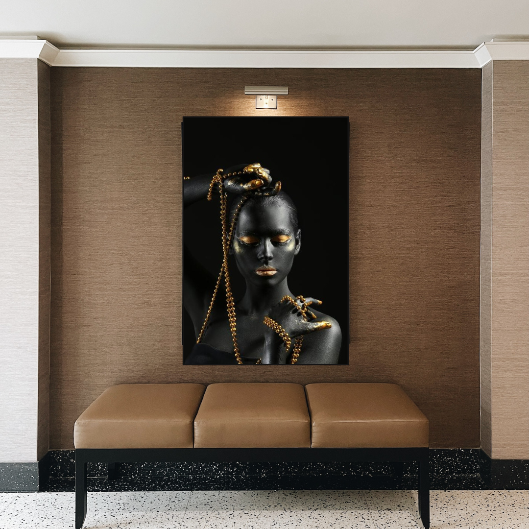 Afro Girl in Beads Jewel Canvas Wall Art-ChandeliersDecor.com