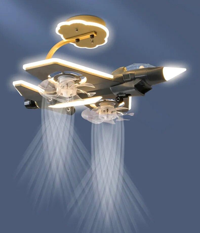 ChandeliersDecor.com-Kids Room Nursery Lighting-Airplane Ceiling Light with Fan for Kids Room