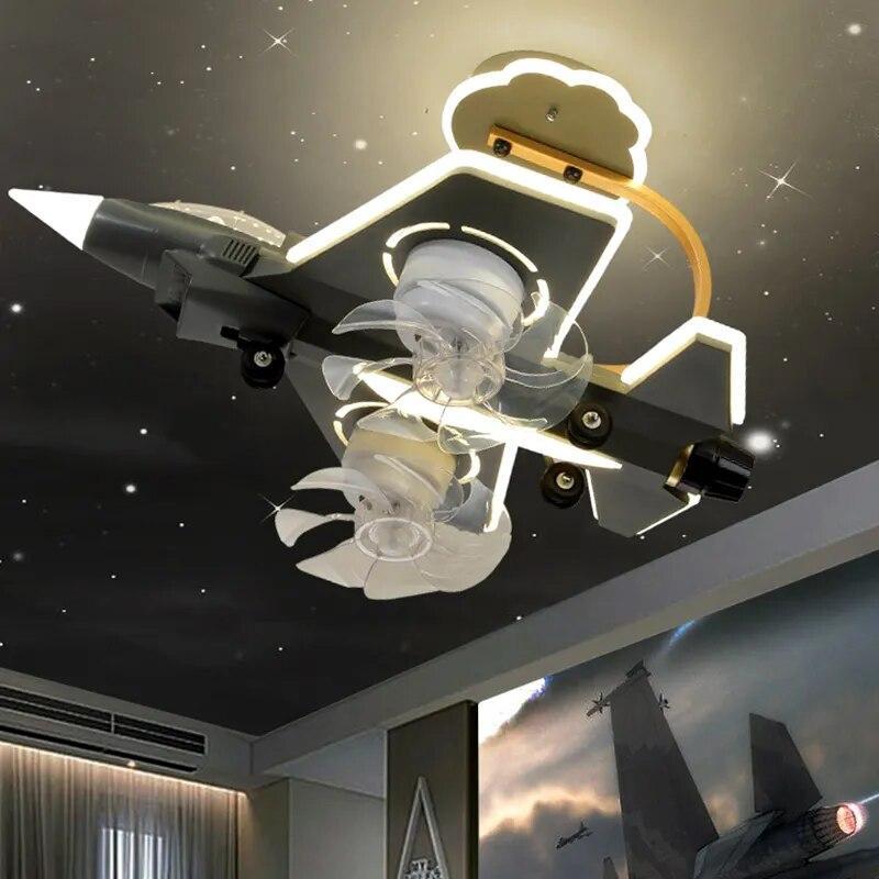 ChandeliersDecor.com-Kids Room Nursery Lighting-Airplane Ceiling Light with Fan for Kids Room