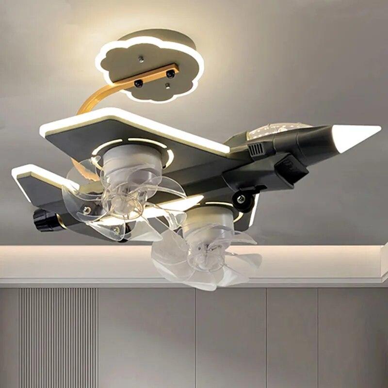 ChandeliersDecor.com-Kids Room Nursery Lighting-Airplane Ceiling Light with Fan for Kids Room