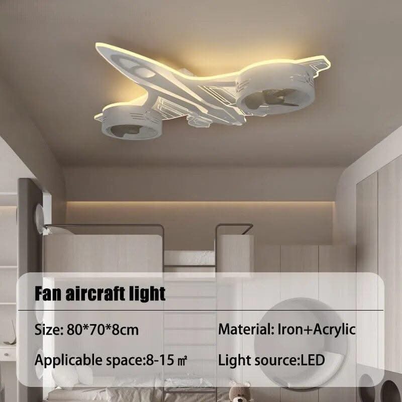 ChandeliersDecor.com-Kids Room Nursery Lighting-Airplane Ceiling Light with Fan for Kids Room - Light Grey