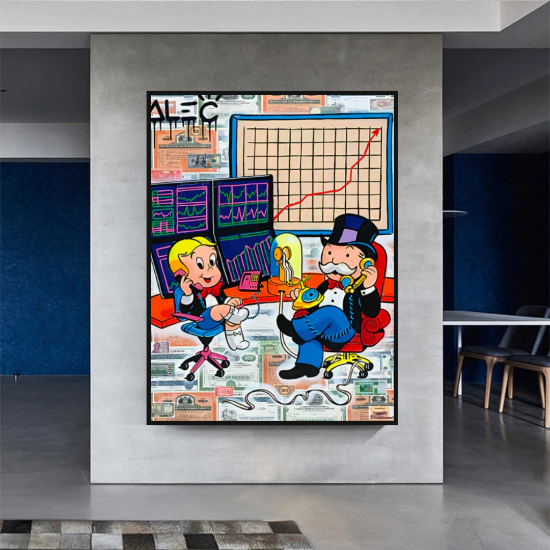 ChandeliersDecor.com-Monopoly Wall Poster-Alec Monopoly and Richie Rich in Forex Trading Crypto Canvas Print