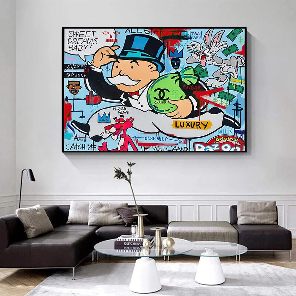 Alec Monopoly Art - All Stars Chanel Canvas Wall Art-ChandeliersDecor.com