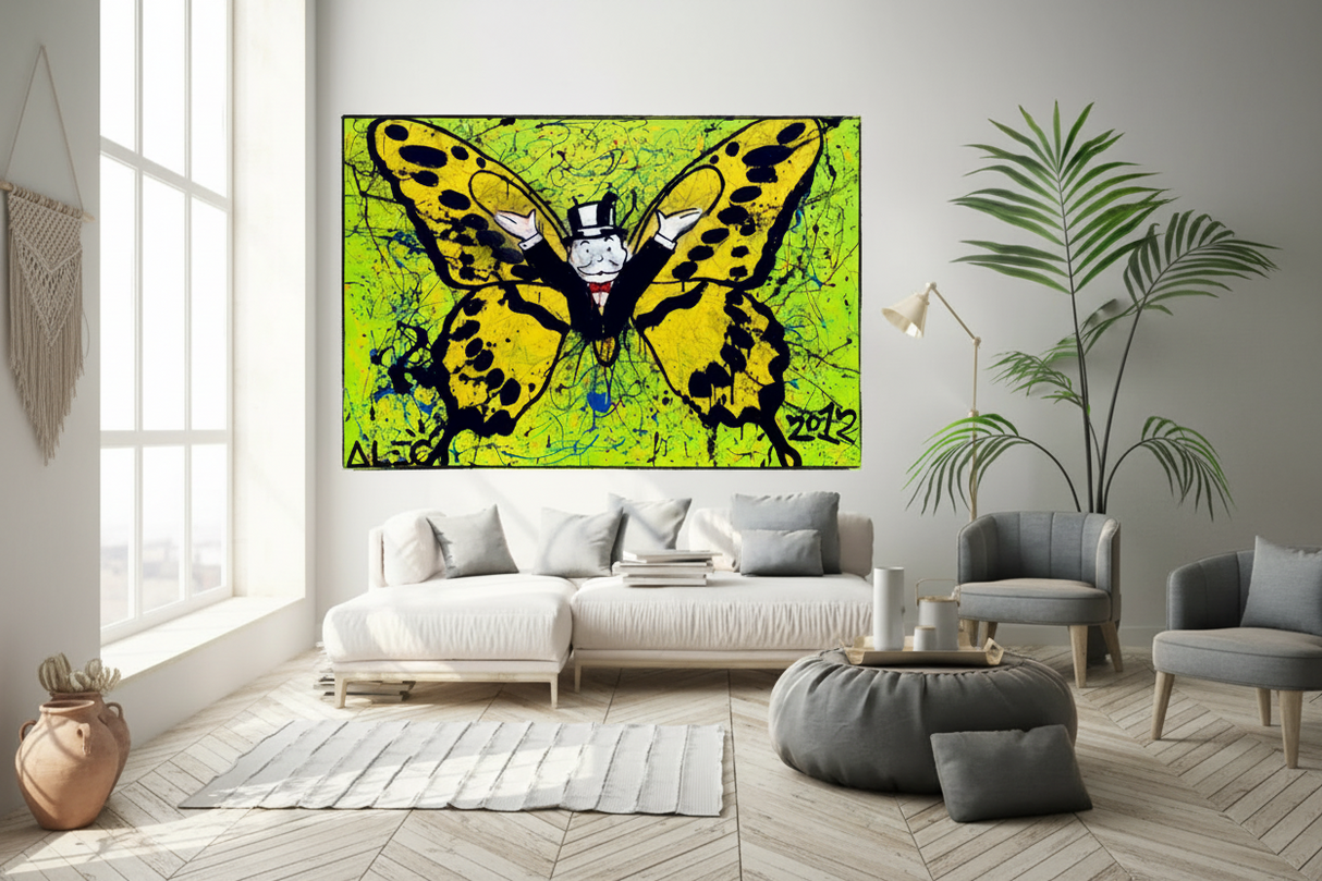 Alec Monopoly Art for Sale: Money Man Got Wings Canvas-ChandeliersDecor.com