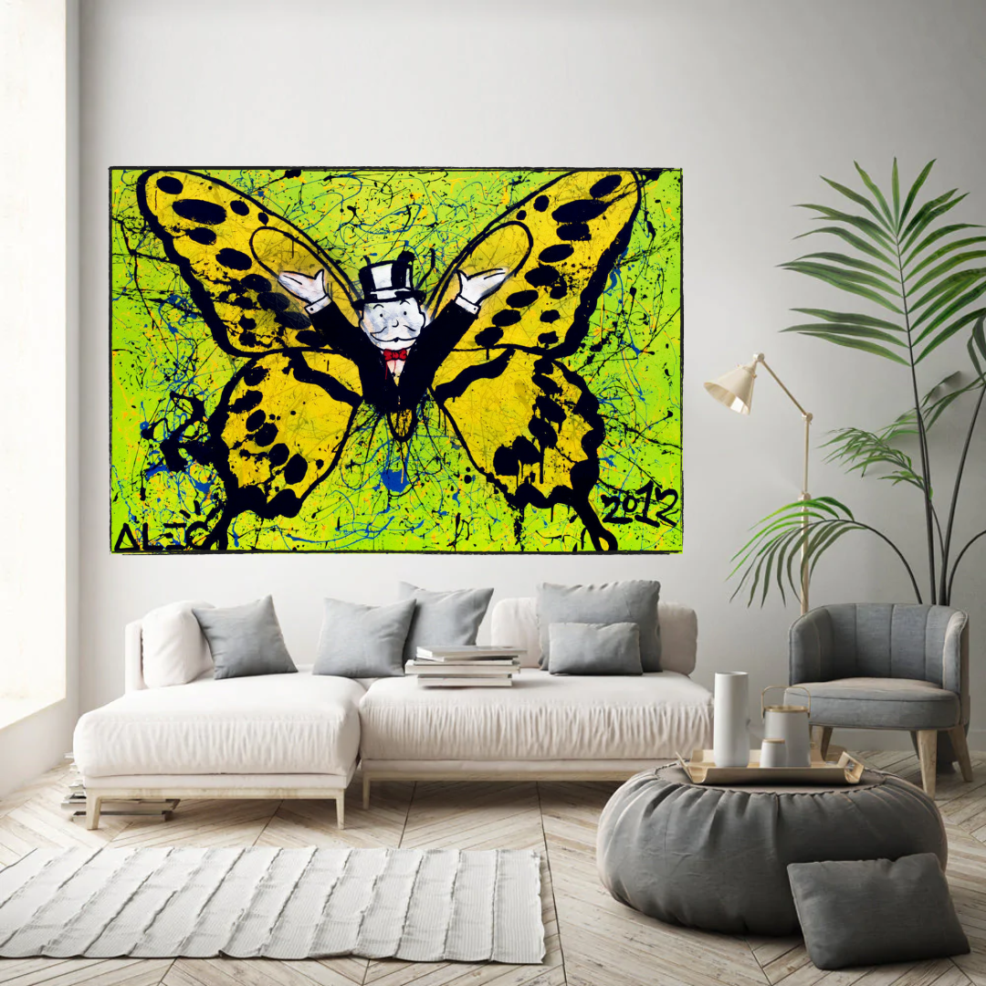 Alec Monopoly Art for Sale: Money Man Got Wings Canvas-ChandeliersDecor.com
