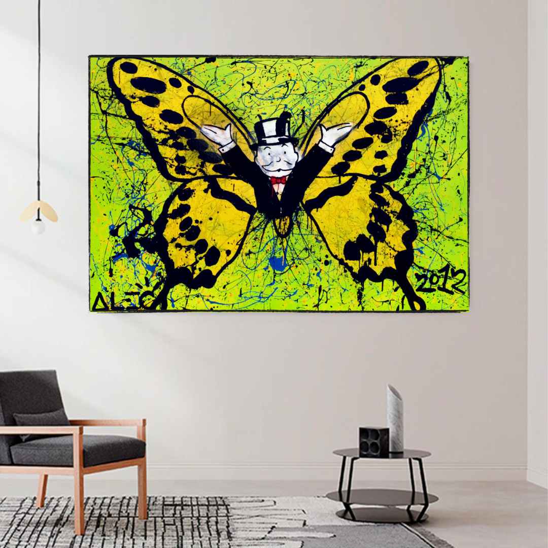 Alec Monopoly Art for Sale: Money Man Got Wings Canvas-ChandeliersDecor.com
