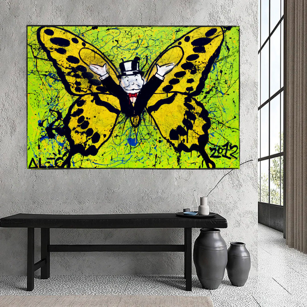 Alec Monopoly Art for Sale: Money Man Got Wings Canvas-ChandeliersDecor.com