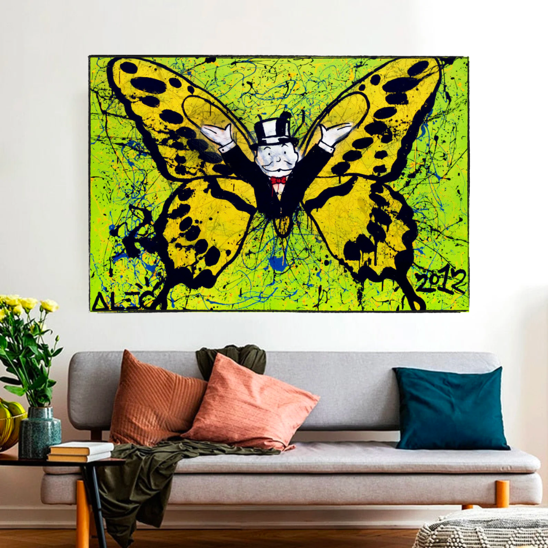 Alec Monopoly Art for Sale: Money Man Got Wings Canvas-ChandeliersDecor.com