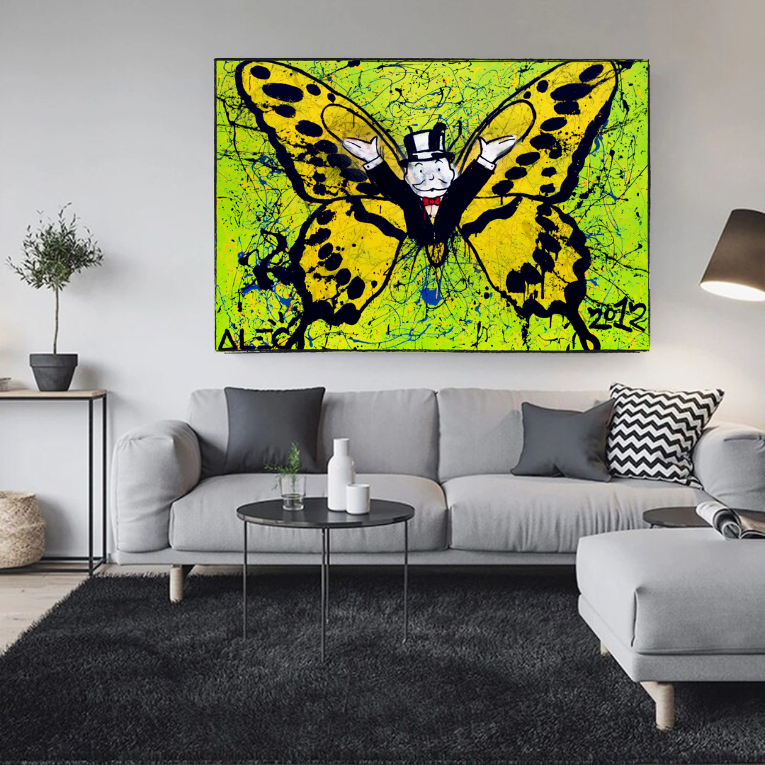 Alec Monopoly Art for Sale: Money Man Got Wings Canvas-ChandeliersDecor.com