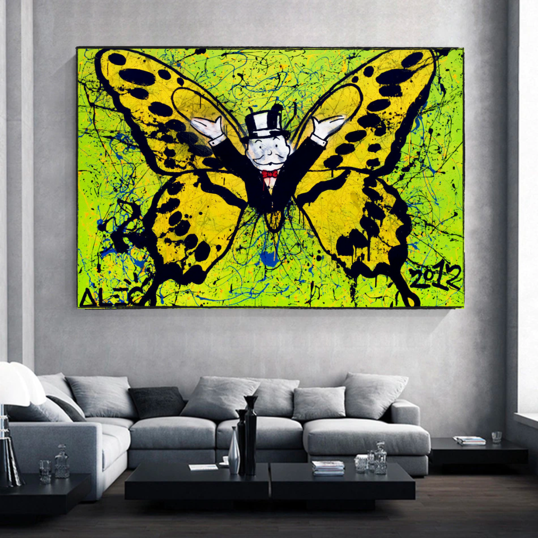 Alec Monopoly Art for Sale: Money Man Got Wings Canvas-ChandeliersDecor.com