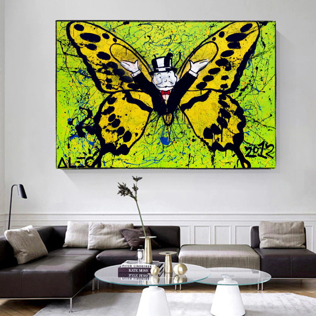 Alec Monopoly Art for Sale: Money Man Got Wings Canvas-ChandeliersDecor.com