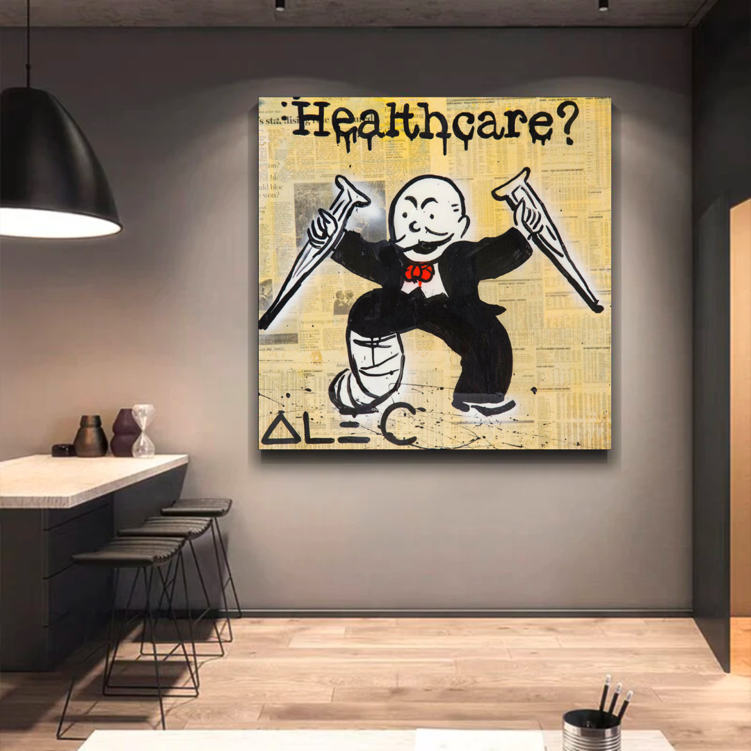 Alec Monopoly Art in Healthcare Medical Newspaper-ChandeliersDecor.com