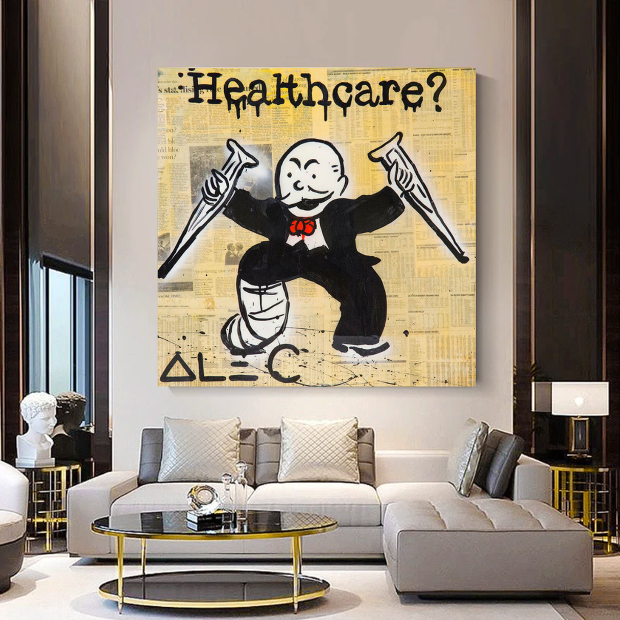Alec Monopoly Art in Healthcare Medical Newspaper-ChandeliersDecor.com