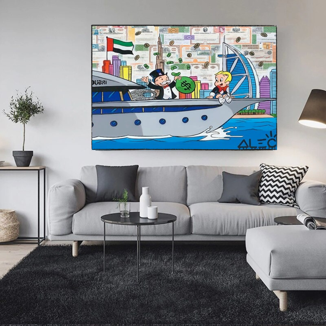 ChandeliersDecor.com-Monopoly Wall Poster-Alec Monopoly Art: Richie Rich Cruising Canvas Wall Art