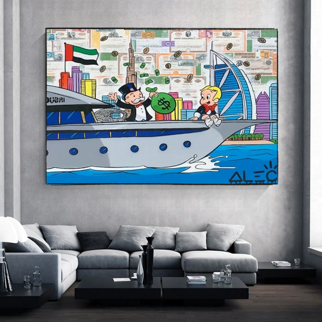 ChandeliersDecor.com-Monopoly Wall Poster-Alec Monopoly Art: Richie Rich Cruising Canvas Wall Art